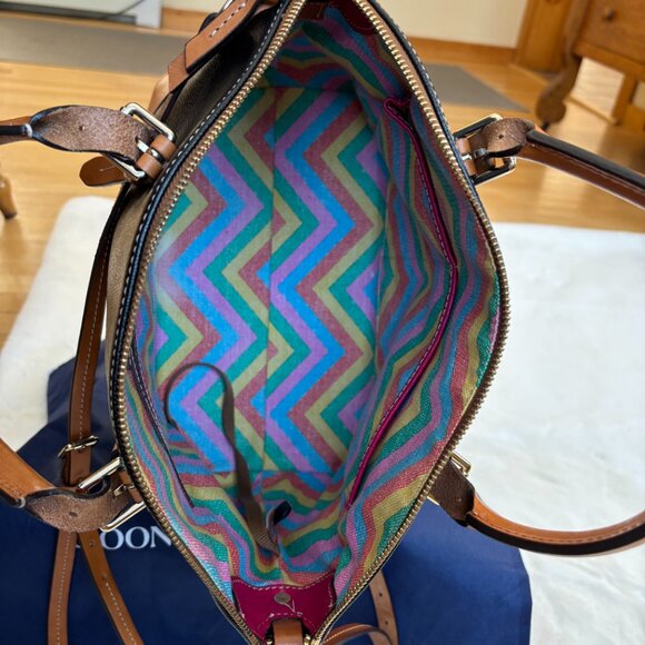 Dooney & Bourke Claremont Leather Black/Brown Domed Satchel/Crossbody/Sh… - Picture 12 of 16